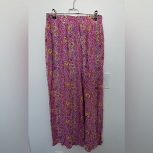 Easel Pink Floral Wide Leg Pants